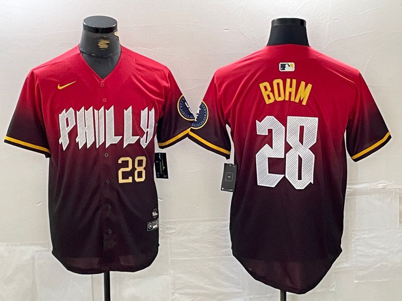 Men Philadelphia Phillies #28 Bohm Red City Edition Nike 2024 MLB Jersey style 4